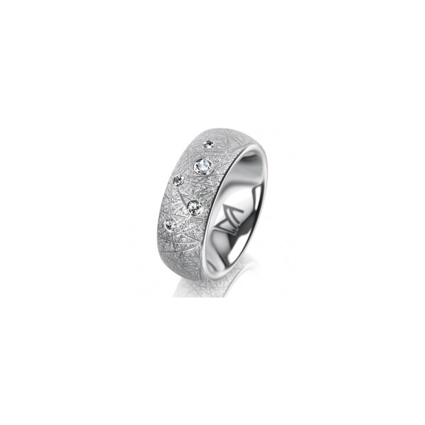 Ring 14 Karat Weissgold 7.0 mm kristallmatt 5 Brillanten G vs Gesamt 0,095ct