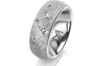 Ring 14 Karat Weissgold 7.0 mm kristallmatt 5 Brillanten...