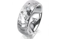 Ring 14 Karat Weissgold 7.0 mm diamantmatt 5 Brillanten G...