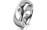 Ring 14 Karat Weissgold 7.0 mm poliert 1 Brillant G vs...