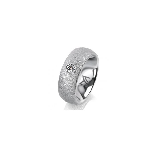 Ring 14 Karat Weissgold 7.0 mm kreismatt 1 Brillant G vs 0,110ct