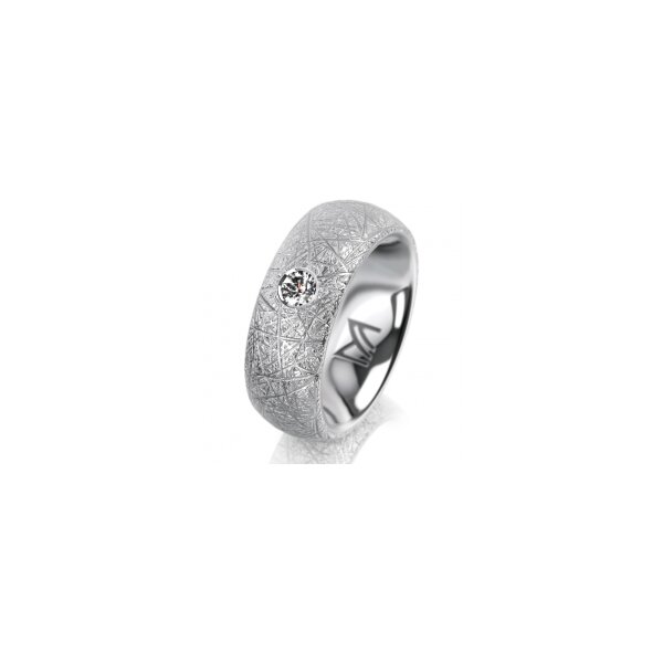 Ring 14 Karat Weissgold 7.0 mm kristallmatt 1 Brillant G vs 0,110ct
