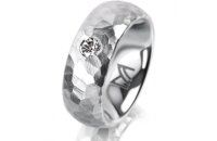 Ring 14 Karat Weissgold 7.0 mm diamantmatt 1 Brillant G...