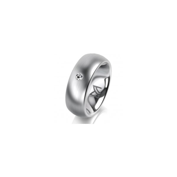 Ring 18 Karat Weissgold 7.0 mm l&auml;ngsmatt 1 Brillant G vs 0,025ct