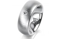 Ring 18 Karat Weissgold 7.0 mm sandmatt 1 Brillant G vs...