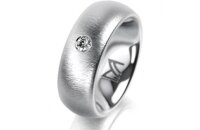 Ring 18 Karat Weissgold 7.0 mm sandmatt 1 Brillant G vs...