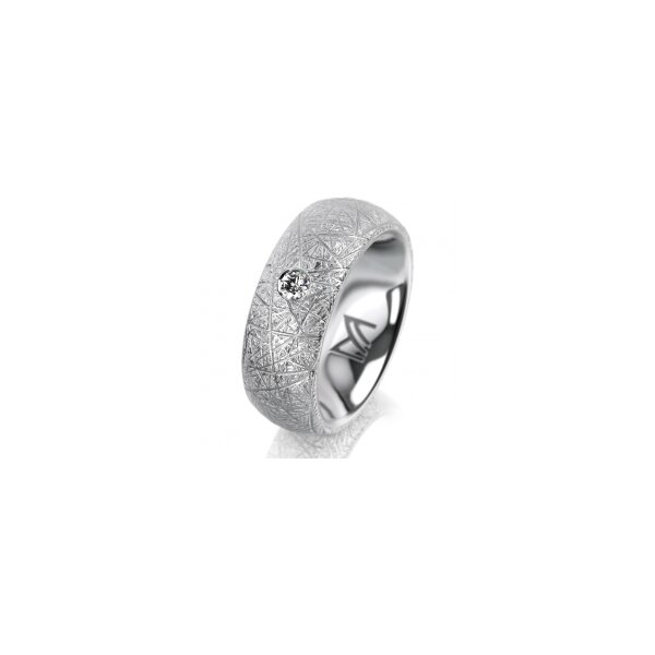 Ring 18 Karat Weissgold 7.0 mm kristallmatt 1 Brillant G vs 0,065ct