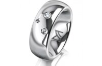 Ring 18 Karat Weissgold 7.0 mm poliert 3 Brillanten G vs...