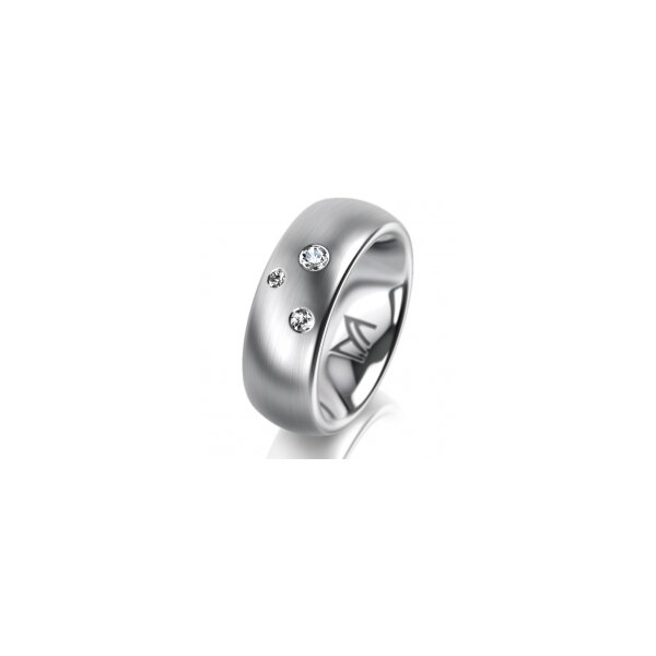 Ring 18 Karat Weissgold 7.0 mm l&auml;ngsmatt 3 Brillanten G vs Gesamt 0,070ct