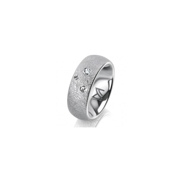 Ring 18 Karat Weissgold 7.0 mm kreismatt 3 Brillanten G vs Gesamt 0,070ct