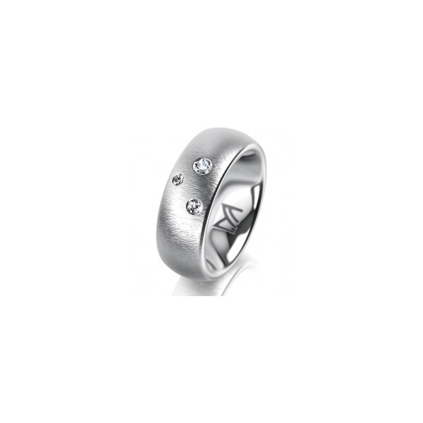 Ring 18 Karat Weissgold 7.0 mm sandmatt 3 Brillanten G vs Gesamt 0,070ct