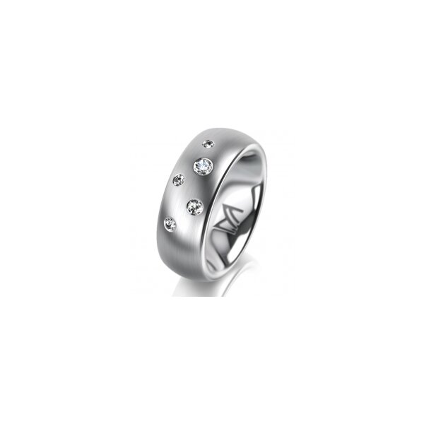 Ring 18 Karat Weissgold 7.0 mm l&auml;ngsmatt 5 Brillanten G vs Gesamt 0,095ct