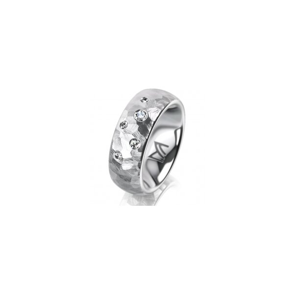 Ring 18 Karat Weissgold 7.0 mm diamantmatt 5 Brillanten G vs Gesamt 0,095ct