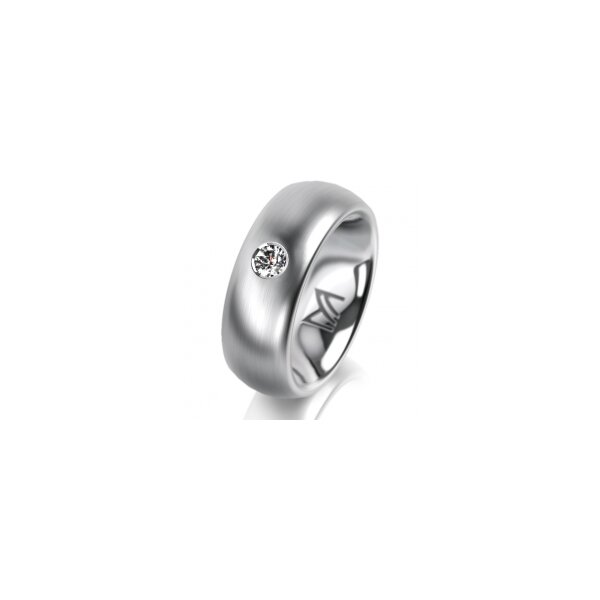 Ring 18 Karat Weissgold 7.0 mm l&auml;ngsmatt 1 Brillant G vs 0,110ct