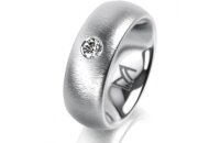 Ring 18 Karat Weissgold 7.0 mm sandmatt 1 Brillant G vs...