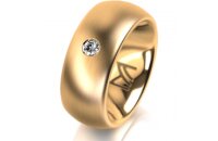 Ring 14 Karat Gelbgold 8.0 mm l&auml;ngsmatt 1 Brillant G...