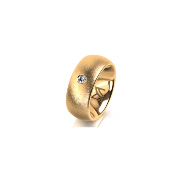 Ring 14 Karat Gelbgold 8.0 mm sandmatt 1 Brillant G vs 0,065ct