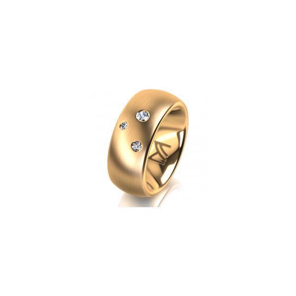 Ring 14 Karat Gelbgold 8.0 mm l&auml;ngsmatt 3 Brillanten G vs Gesamt 0,080ct