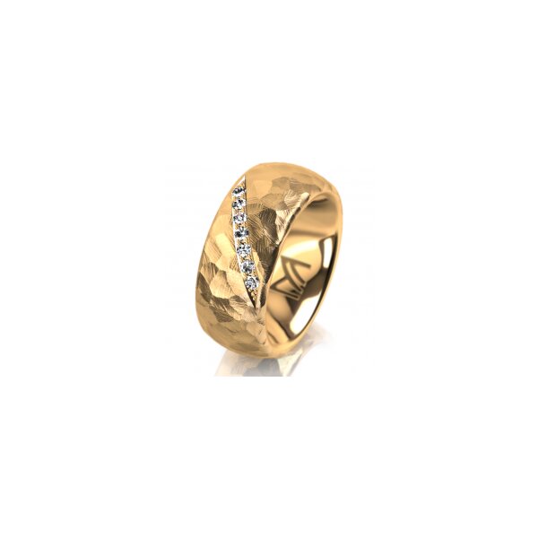 Ring 14 Karat Gelbgold 8.0 mm diamantmatt 7 Brillanten G vs Gesamt 0,095ct