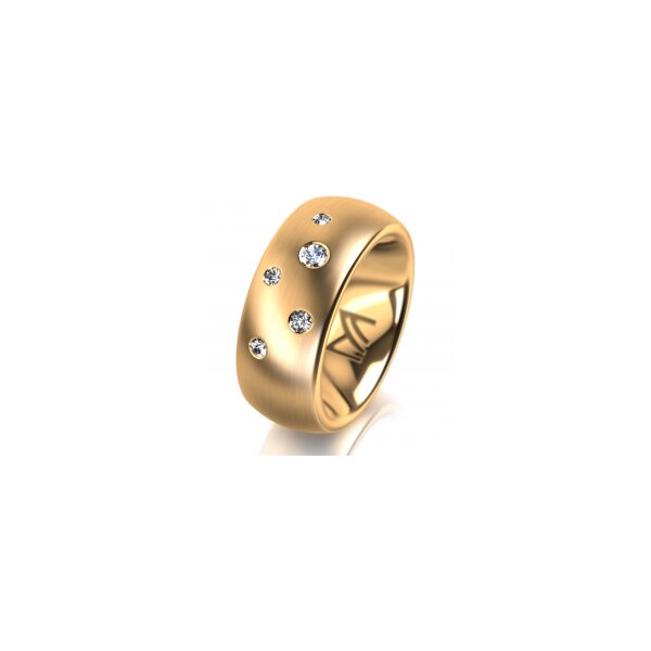 Ring 14 Karat Gelbgold 8.0 mm l&auml;ngsmatt 5 Brillanten G vs Gesamt 0,115ct