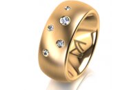 Ring 14 Karat Gelbgold 8.0 mm l&auml;ngsmatt 5 Brillanten...