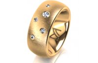 Ring 14 Karat Gelbgold 8.0 mm sandmatt 5 Brillanten G vs...