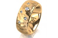 Ring 14 Karat Gelbgold 8.0 mm diamantmatt 5 Brillanten G...