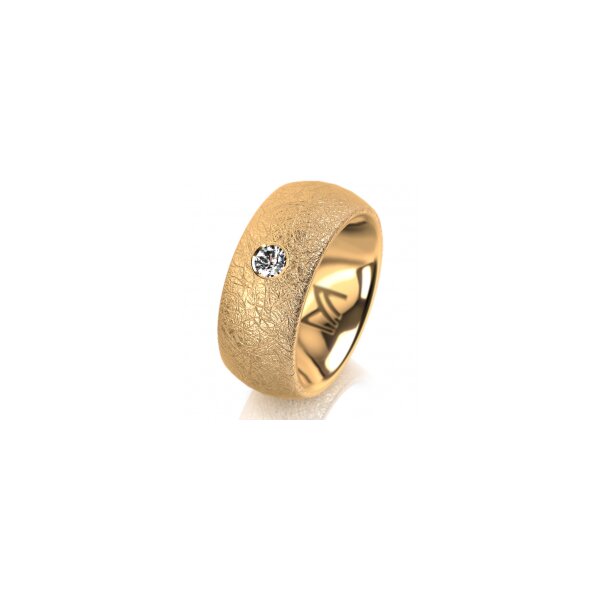 Ring 14 Karat Gelbgold 8.0 mm kreismatt 1 Brillant G vs 0,110ct