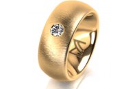 Ring 14 Karat Gelbgold 8.0 mm sandmatt 1 Brillant G vs...