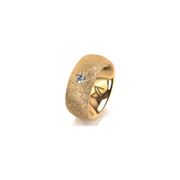 Ring 14 Karat Gelbgold 8.0 mm kristallmatt 1 Brillant G vs 0,110ct