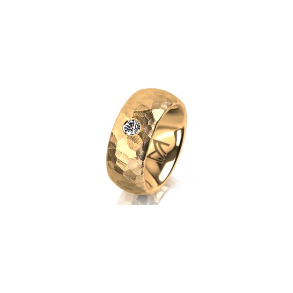 Ring 14 Karat Gelbgold 8.0 mm diamantmatt 1 Brillant G vs 0,110ct