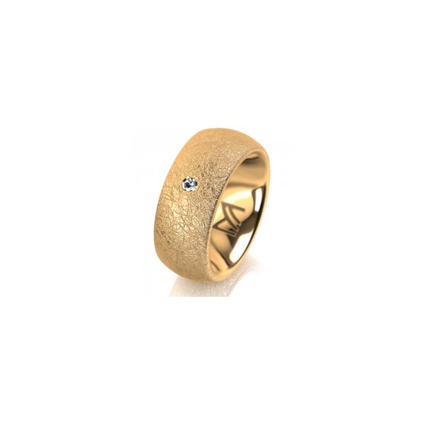 Ring 18 Karat Gelbgold 8.0 mm kreismatt 1 Brillant G vs 0,025ct