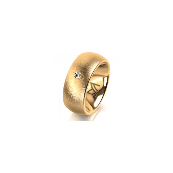 Ring 18 Karat Gelbgold 8.0 mm sandmatt 1 Brillant G vs 0,025ct