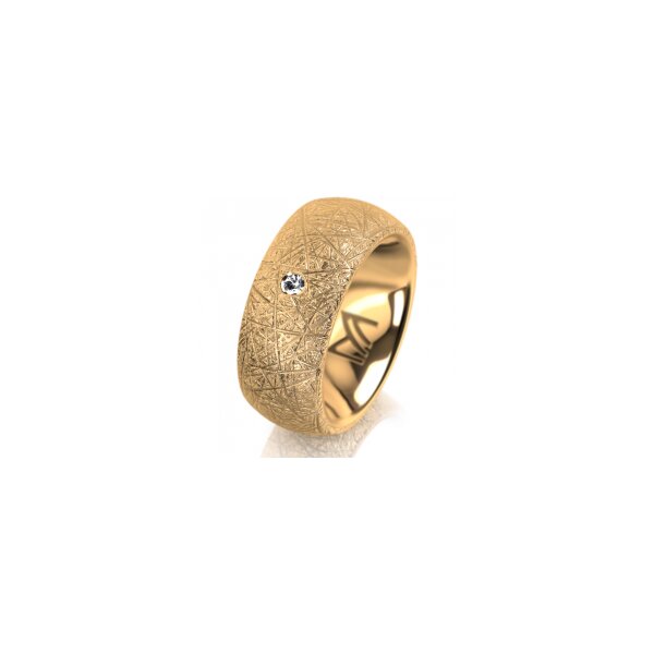 Ring 18 Karat Gelbgold 8.0 mm kristallmatt 1 Brillant G vs 0,025ct