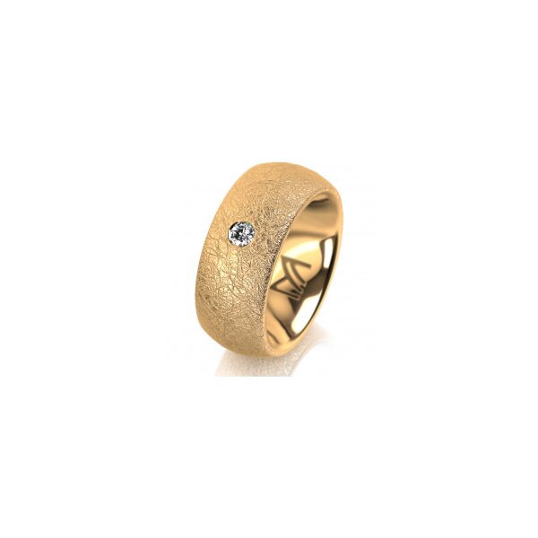 Ring 18 Karat Gelbgold 8.0 mm kreismatt 1 Brillant G vs 0,065ct