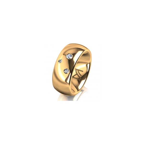 Ring 18 Karat Gelbgold 8.0 mm poliert 3 Brillanten G vs Gesamt 0,080ct