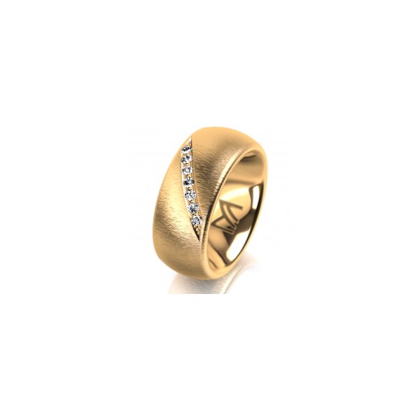 Ring 18 Karat Gelbgold 8.0 mm sandmatt 7 Brillanten G vs Gesamt 0,095ct