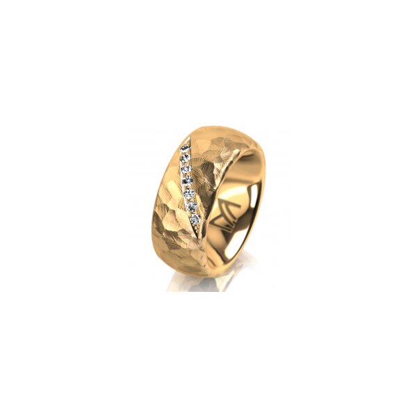 Ring 18 Karat Gelbgold 8.0 mm diamantmatt 7 Brillanten G vs Gesamt 0,095ct