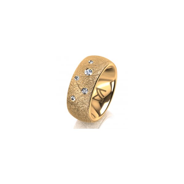 Ring 18 Karat Gelbgold 8.0 mm kristallmatt 5 Brillanten G vs Gesamt 0,115ct