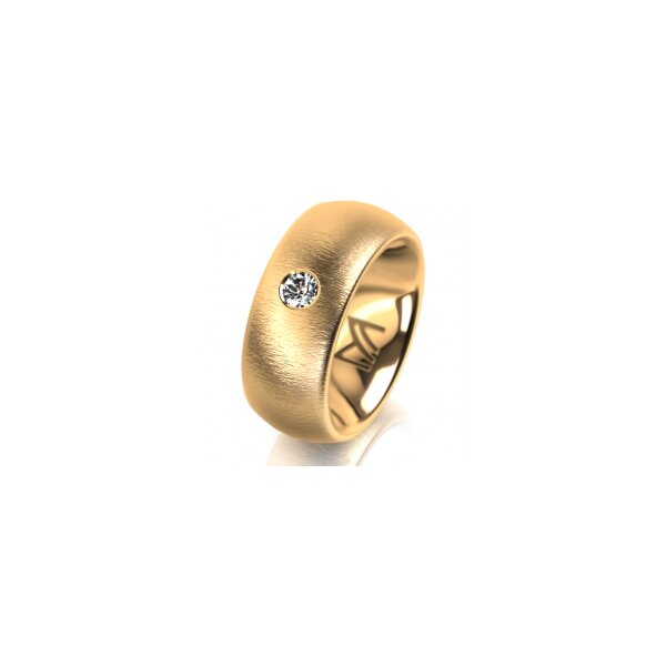 Ring 18 Karat Gelbgold 8.0 mm sandmatt 1 Brillant G vs 0,110ct