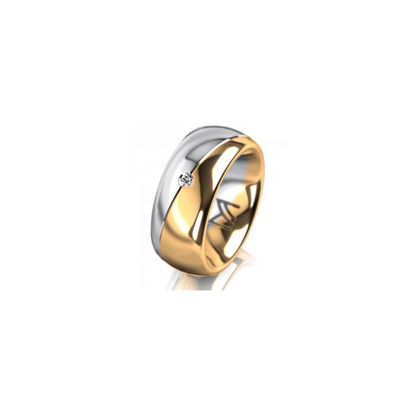 Ring 14 Karat Gelb-/Weissgold 8.0 mm poliert 1 Brillant G vs 0,025ct