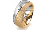 Ring 14 Karat Gelb-/Weissgold 8.0 mm kreismatt 1 Brillant...