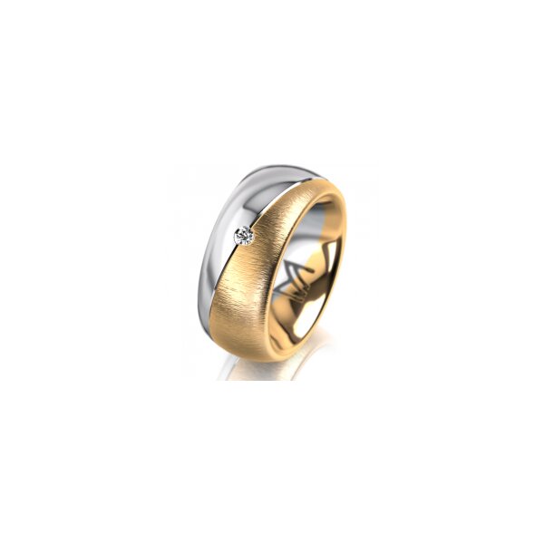 Ring 14 Karat Gelb-/Weissgold 8.0 mm sandmatt 1 Brillant G vs 0,025ct