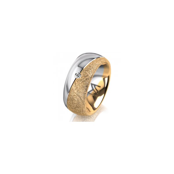Ring 14 Karat Gelb-/Weissgold 8.0 mm kristallmatt 1 Brillant G vs 0,025ct