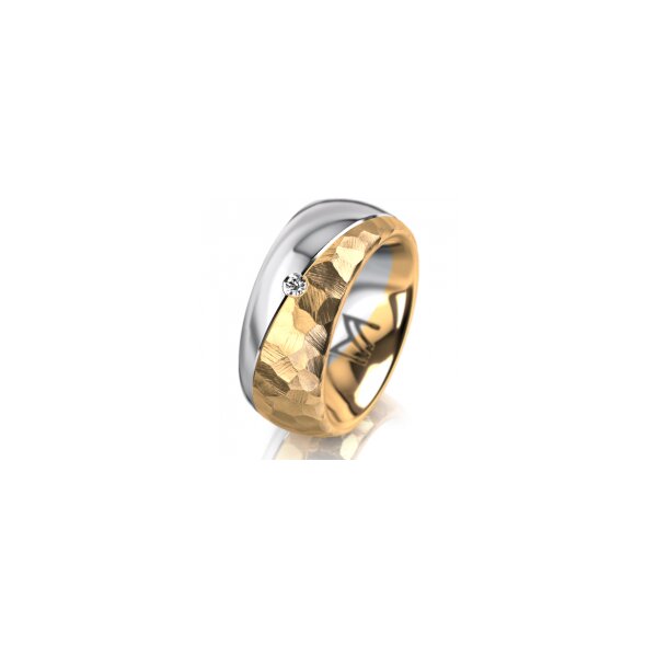 Ring 14 Karat Gelb-/Weissgold 8.0 mm diamantmatt 1 Brillant G vs 0,025ct