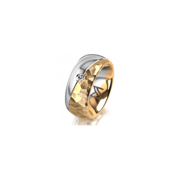 Ring 14 Karat Gelb-/Weissgold 8.0 mm diamantmatt 1 Brillant G vs 0,065ct