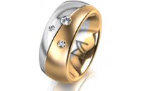 Ring 14 Karat Gelb-/Weissgold 8.0 mm l&auml;ngsmatt 3...
