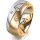 Ring 14 Karat Gelb-/Weissgold 8.0 mm l&auml;ngsmatt 3 Brillanten G vs Gesamt 0,080ct