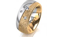 Ring 14 Karat Gelb-/Weissgold 8.0 mm kristallmatt 3...