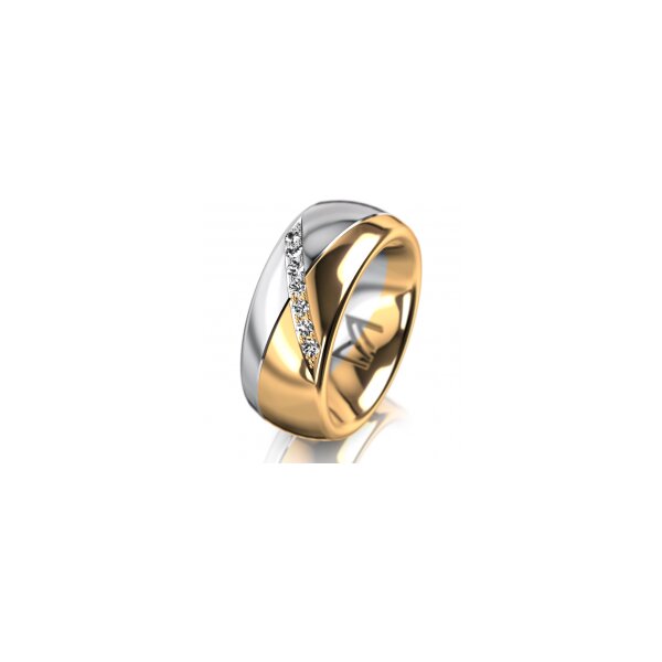 Ring 14 Karat Gelb-/Weissgold 8.0 mm poliert 7 Brillanten G vs Gesamt 0,095ct